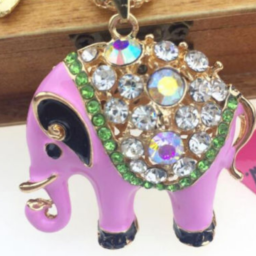 Bling Purple Elephant Pendant